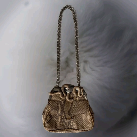 VTG RARE GLEN MILLER/ANN TURK Real Snake Skin Small Dressy Designer Ornate Purse - Picture 7 of 12